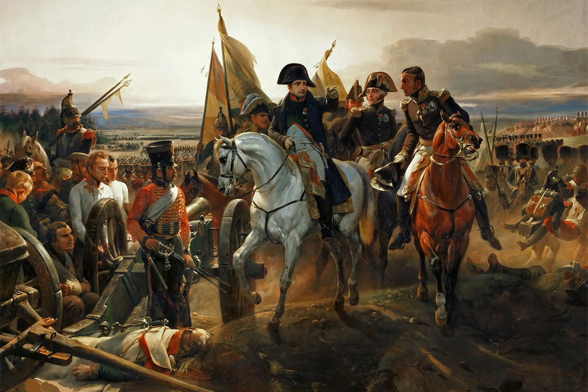 Napoléon est représenté sur le champ de bataille