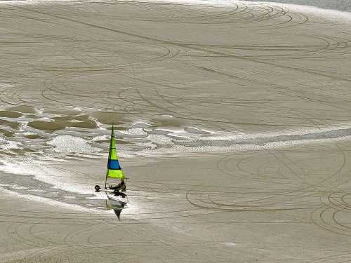 Char à voile sur la plage de Sangatte.