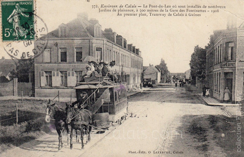 Le tramway de Calais à Guînes passant au Pont du Leu