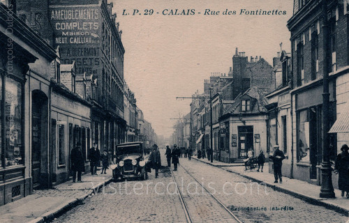 Vue sur la rue des Fontinettes à Calais