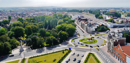 Vue sur le parc Saint-Pierre depuis le beffroi de l'hôtel de ville