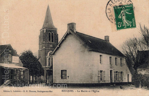 La mairie et l'église de Recques sur Hem