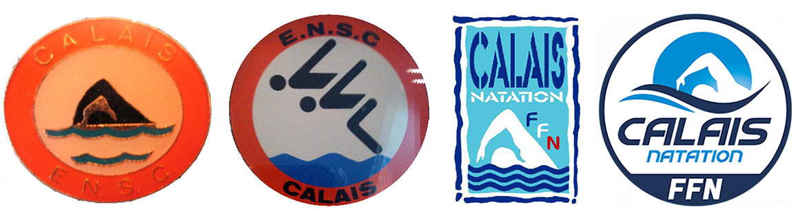 Les logos de calais natation depuis la création du club.