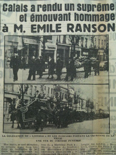 les obsèques d'Emile Ranson dans la presse